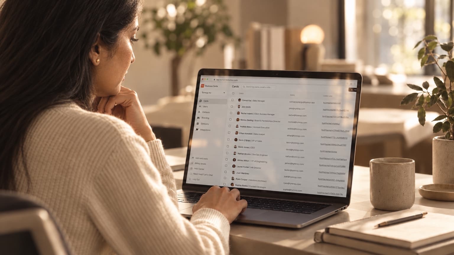 An IT lead managing employee business cards in the HeyDrop Teams admin panel