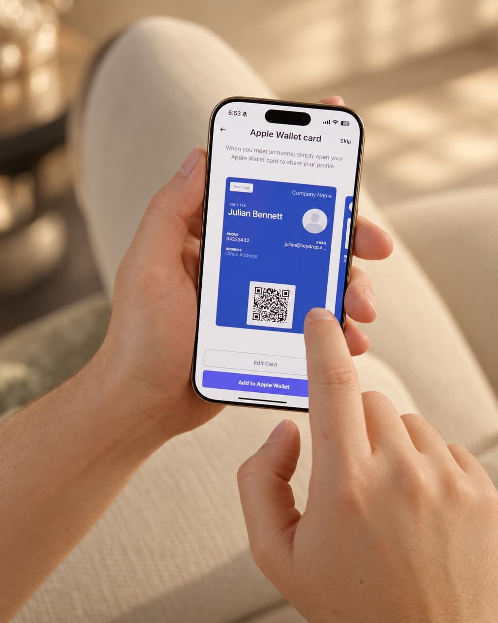 Setting up an Apple Wallet card in HeyDrop