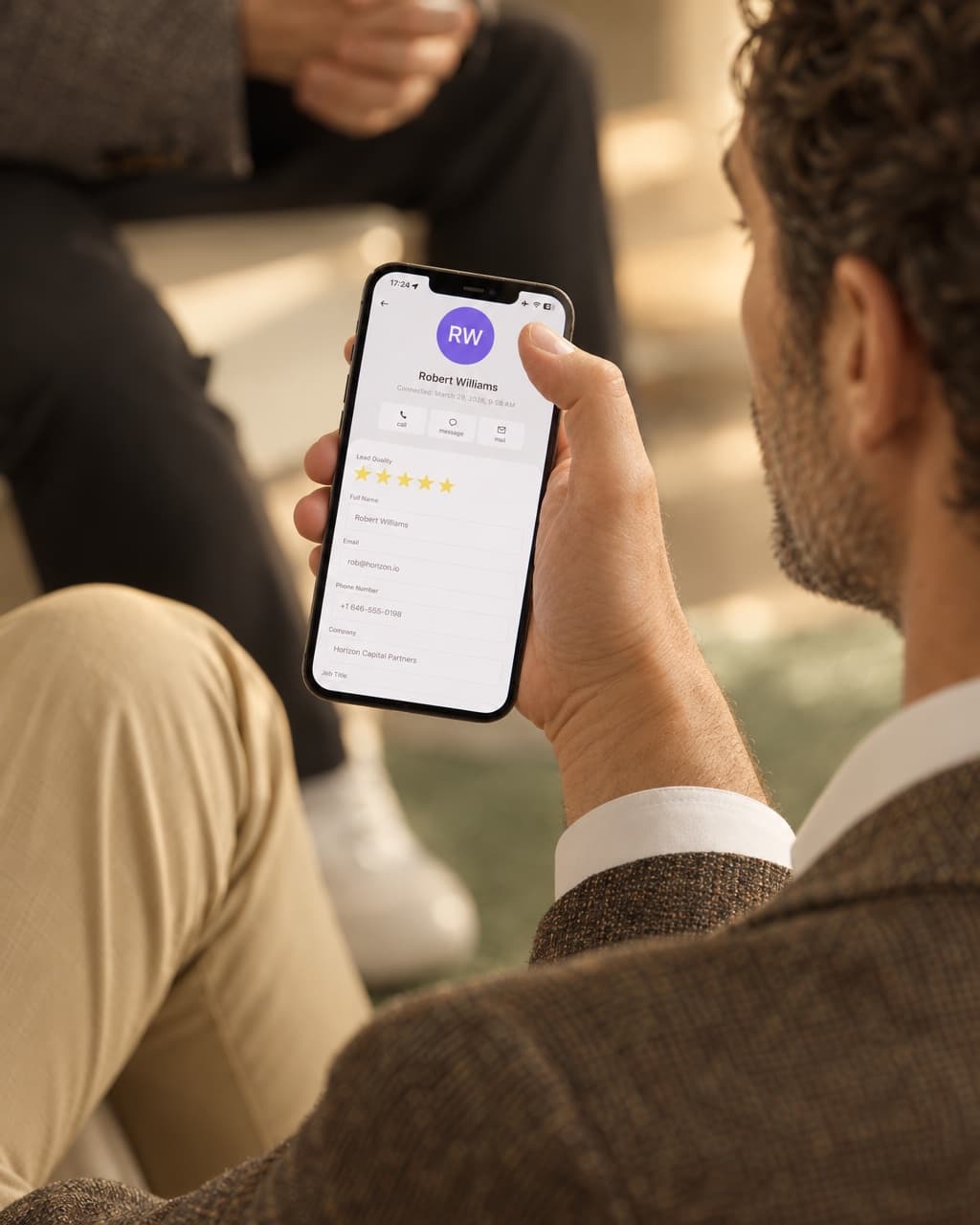 A saved contact with lead rating in HeyDrop