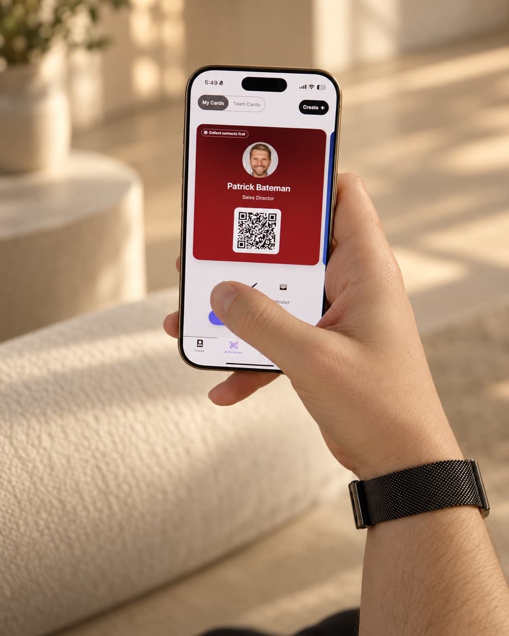 A finished HeyDrop card with QR code