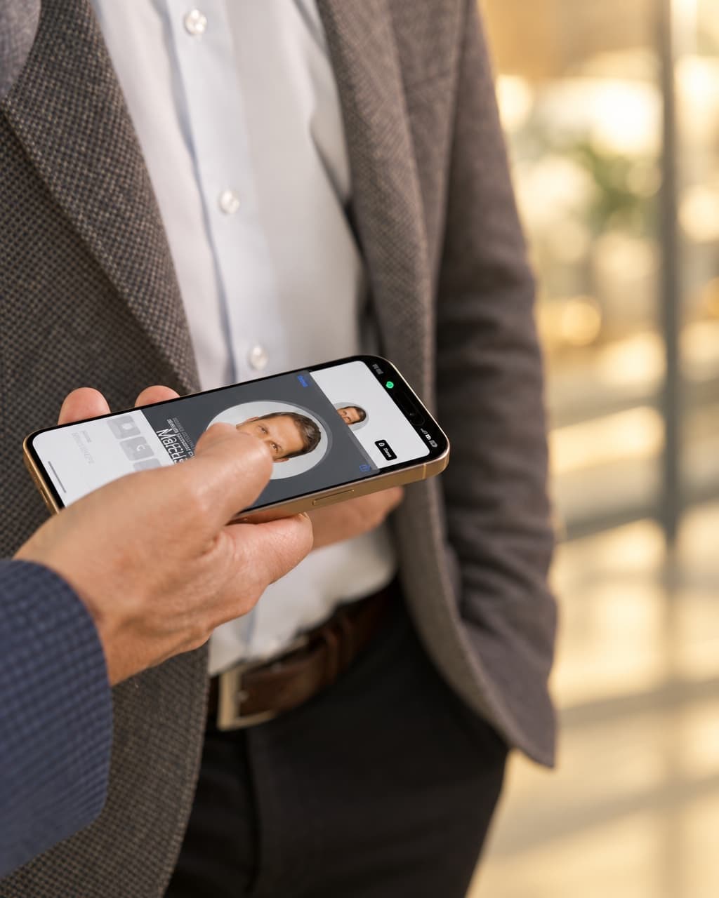 A contact's HeyDrop card received on a phone