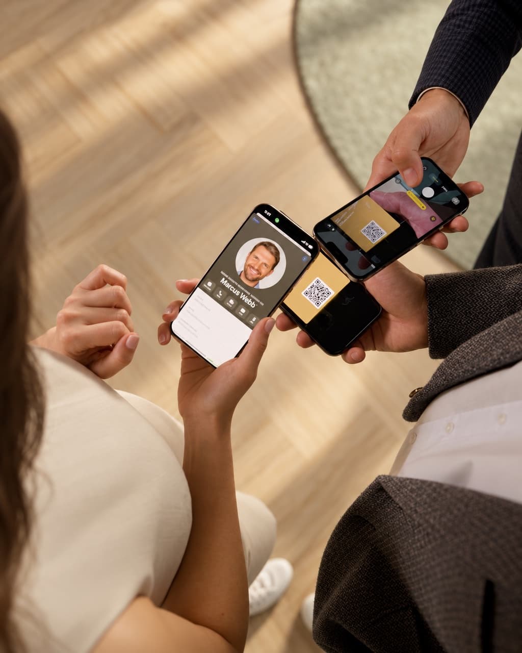 Scanning a HeyDrop QR code phone to phone