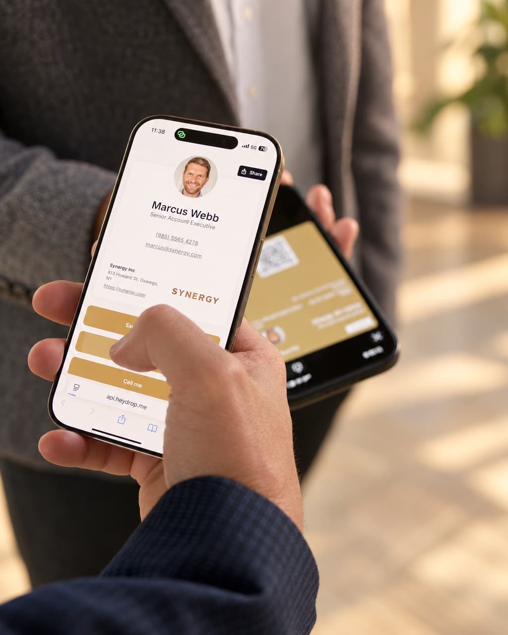 A HeyDrop card opened after scanning a QR code