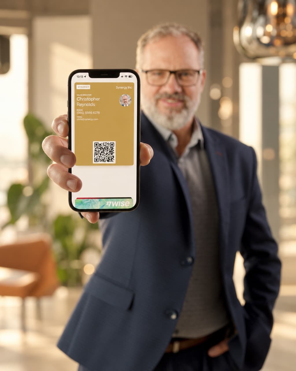 Showing a HeyDrop Wallet card to a contact