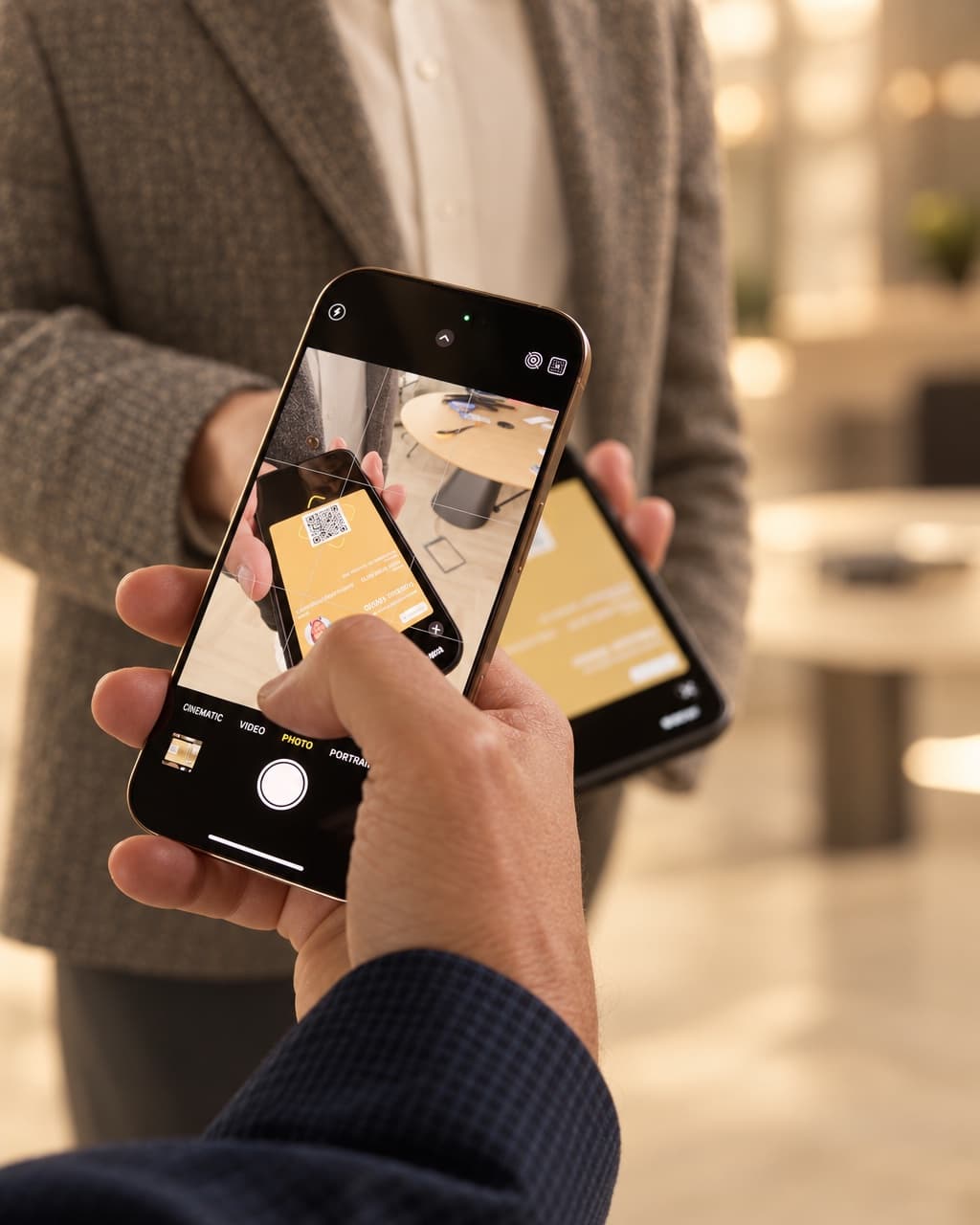Scanning a HeyDrop QR code with a phone camera