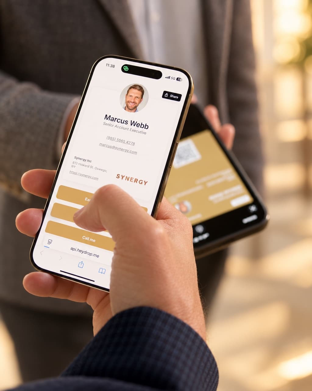 A HeyDrop card opened after scanning a QR code